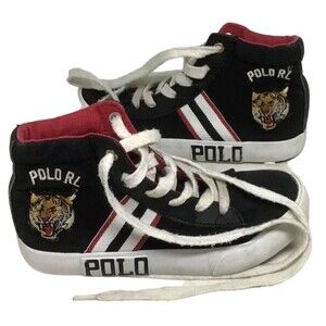 Ralph Lauren POLO High Tops Sneakers Shoes Children 13 Black Red Tiger Child RL